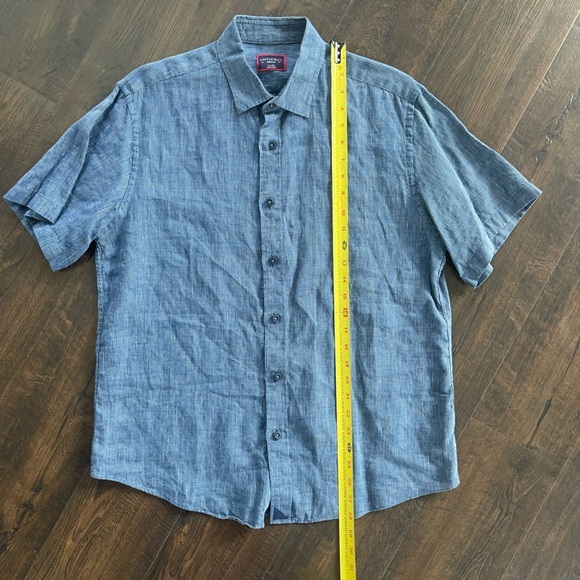 UNTUCKit Wrinkle-Resistant Linen Short-Sleeve Cameron Shirt Blue Size Medium - Picture 10 of 11